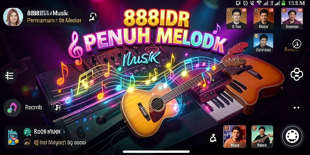 Screenshot utama menampilkan gameplay interaktif 888IDR dengan berbagai pilihan lagu.