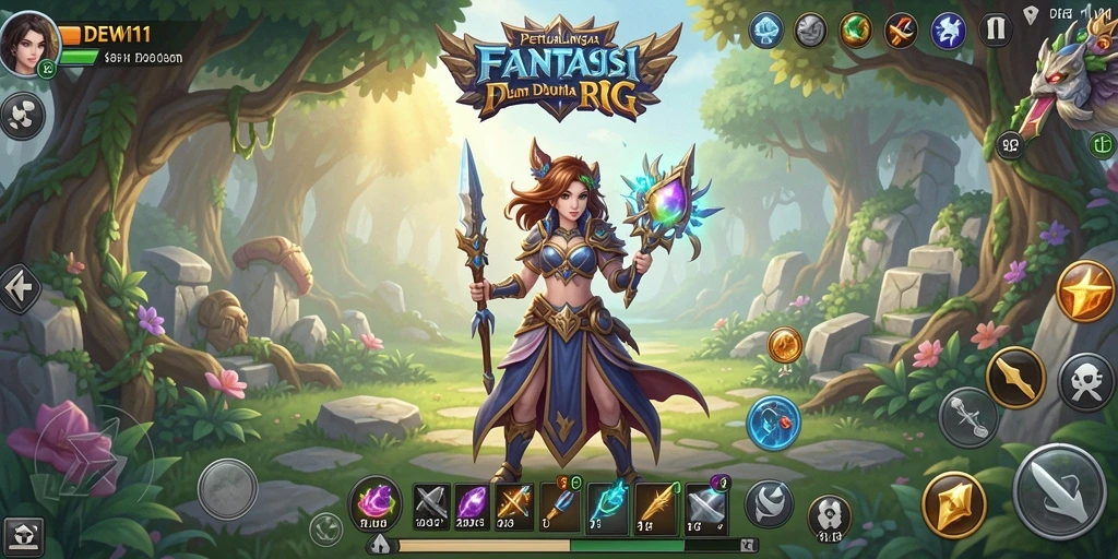 Screenshot gameplay DEWI11 menampilkan pertempuran seru dalam dunia RPG.