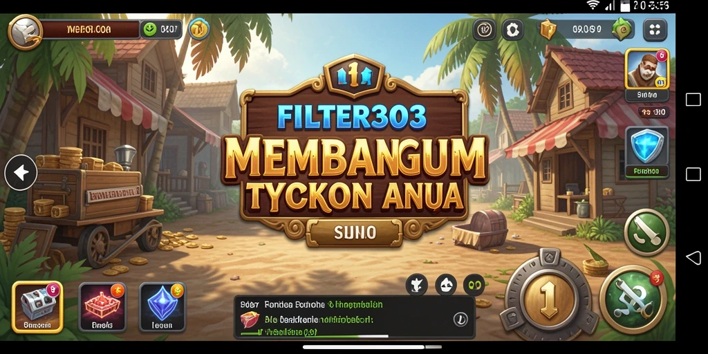 Screenshot dari gameplay FILTER303 yang menunjukkan strategi bisnis.