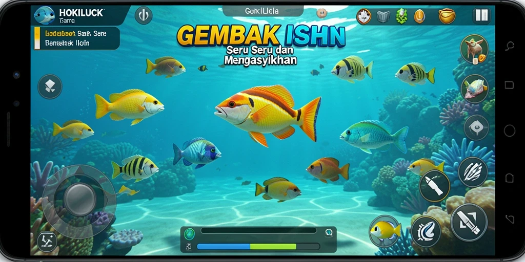 Screenshot HOKILUCK menampilkan momen thrilling dalam berburu ikan.