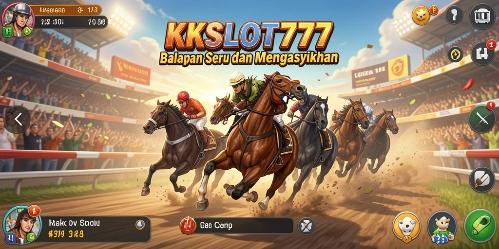 Tampilan gameplay KKSLOT777 yang seru dan menegangkan di trek balapan.