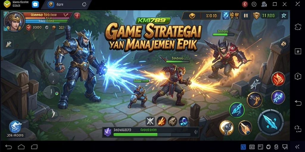 Screenshot gameplay KM789 yang menunjukkan aksi pertempuran SLG.