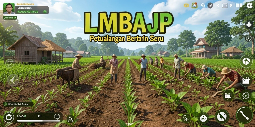 Tampilan gameplay LMBAJP yang memukau di lahan pertanian.