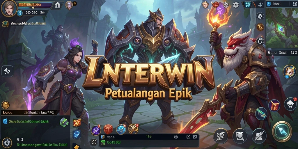 Screenshot gameplay LNTERWIN menampilkan peperangan epik dan grafis yang memukau.