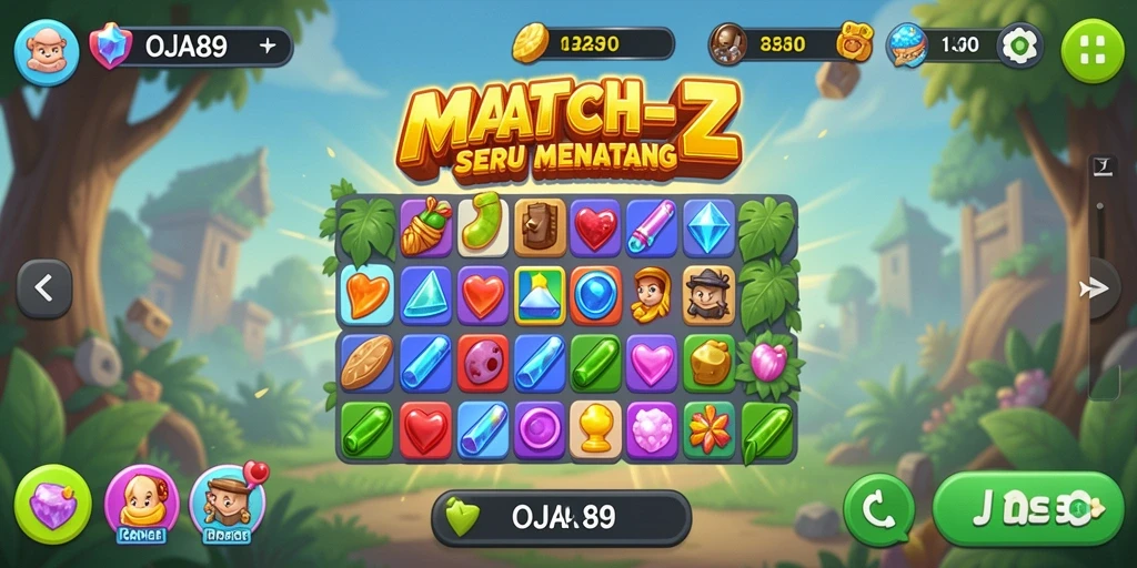 Screenshot dari gameplay OJA89 menampilkan keseruan mencocokkan item.