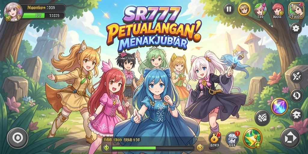 Tampilan gameplay SR777 yang penuh warna dan dinamis.