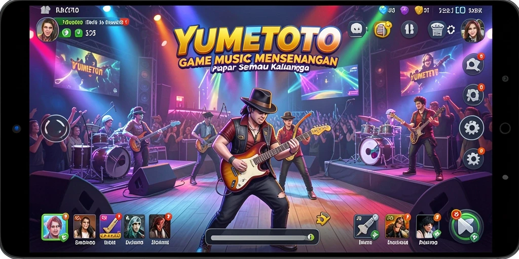 Tampilan gameplay YUMETOTO yang menarik dengan pilihan lagu beragam.